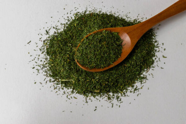 Dried dill and white background