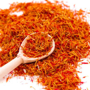 Exotic red hot spice, saffron for coloring food. background.